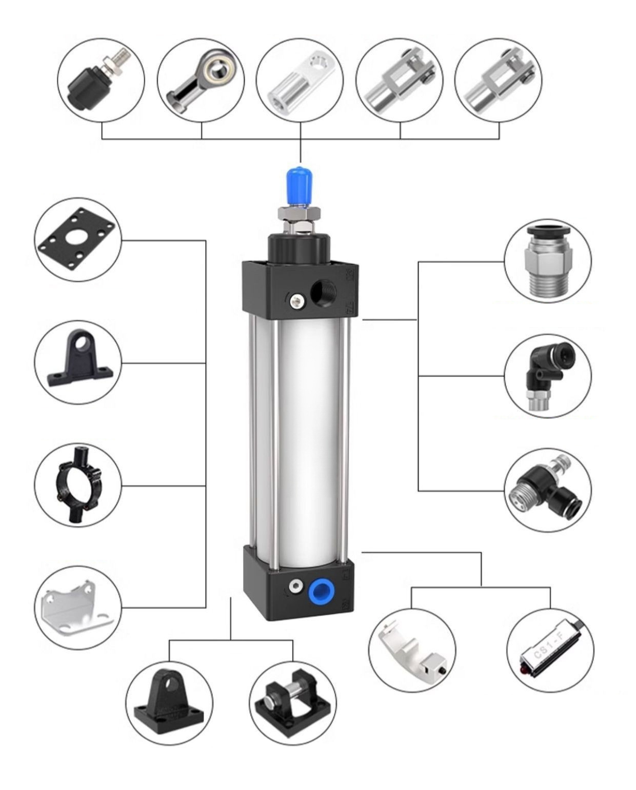 Aluminum Alloy Magnetic Adjustable Pneumatic Cylinder